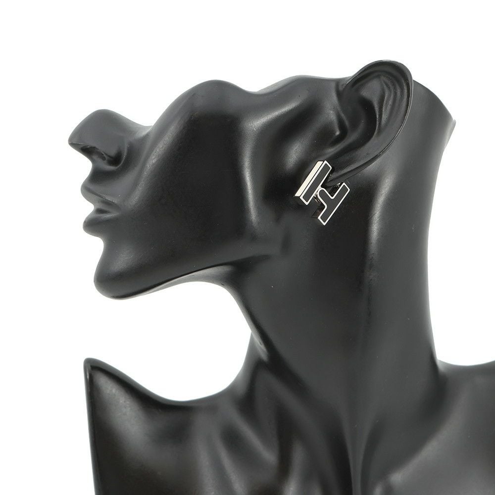 エルメス Hロゴ ピアス 片耳用 シルバー ブラック シングル エルメス ピアス シングル H ブラック/シルバー金具 HERMES
