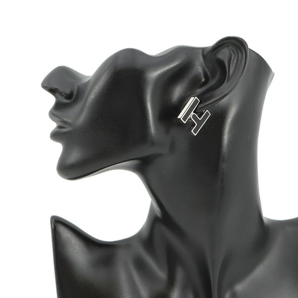 エルメス ピアス シングル H ブラック/シルバー金具 HERMES アクセサリー 片耳 黒