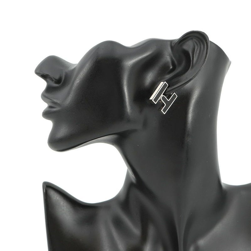 エルメス ピアス シングル H ブラック/シルバー金具 HERMES アクセサリー 片耳 黒