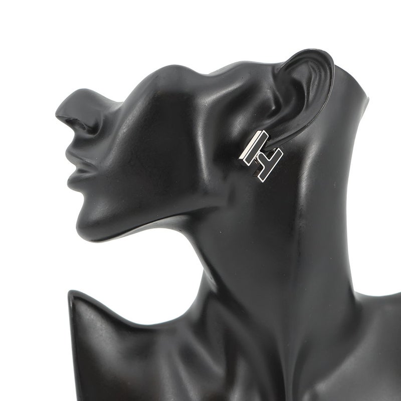 エルメス ピアス シングル H ブラック/シルバー金具 HERMES アクセサリー 片耳 黒