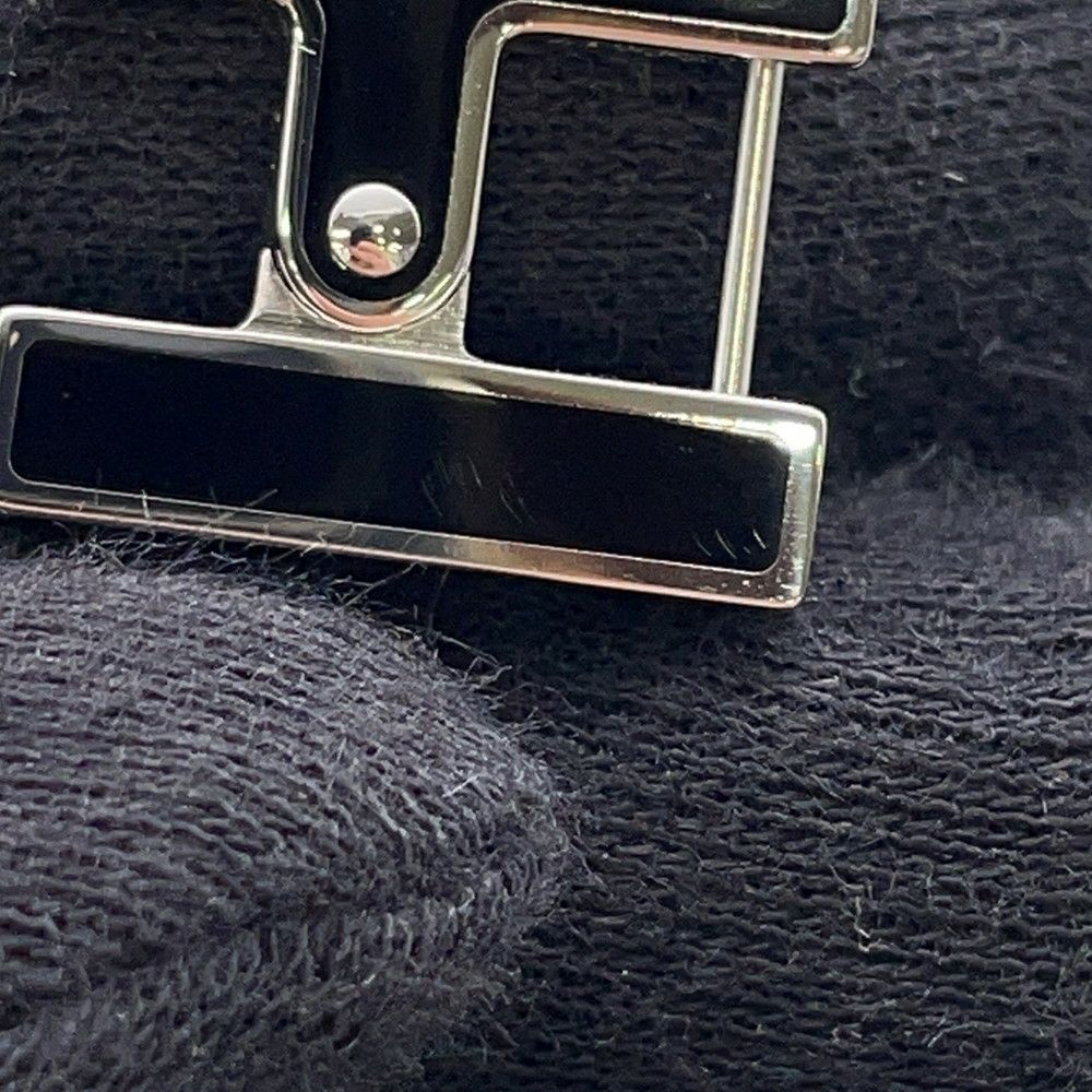 エルメス ピアス シングル H ブラック/シルバー金具 HERMES