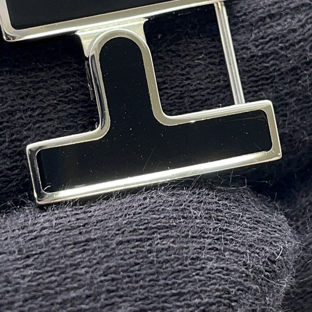 エルメス ピアス シングル H ブラック/シルバー金具 HERMES