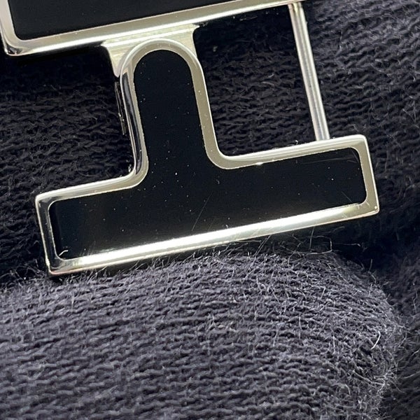 エルメス ピアス シングル H ブラック/シルバー金具 HERMES アクセサリー 片耳 黒