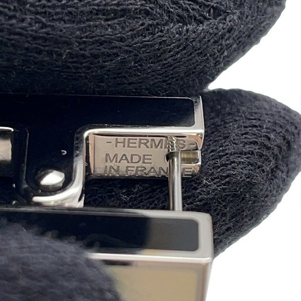 エルメス ピアス シングル H ブラック/シルバー金具 HERMES アクセサリー 片耳 黒