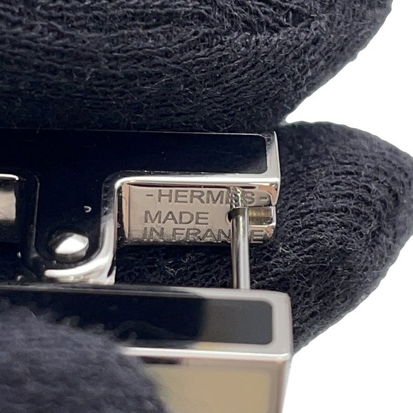 エルメス ピアス シングル H ブラック/シルバー金具 HERMES アクセサリー 片耳 黒