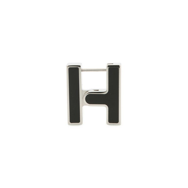 エルメス ピアス シングル H ブラック/シルバー金具 HERMES アクセサリー 片耳 黒