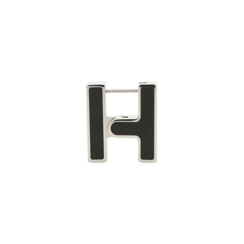 エルメス ピアス シングル H ブラック/シルバー金具 HERMES アクセサリー 片耳 黒
