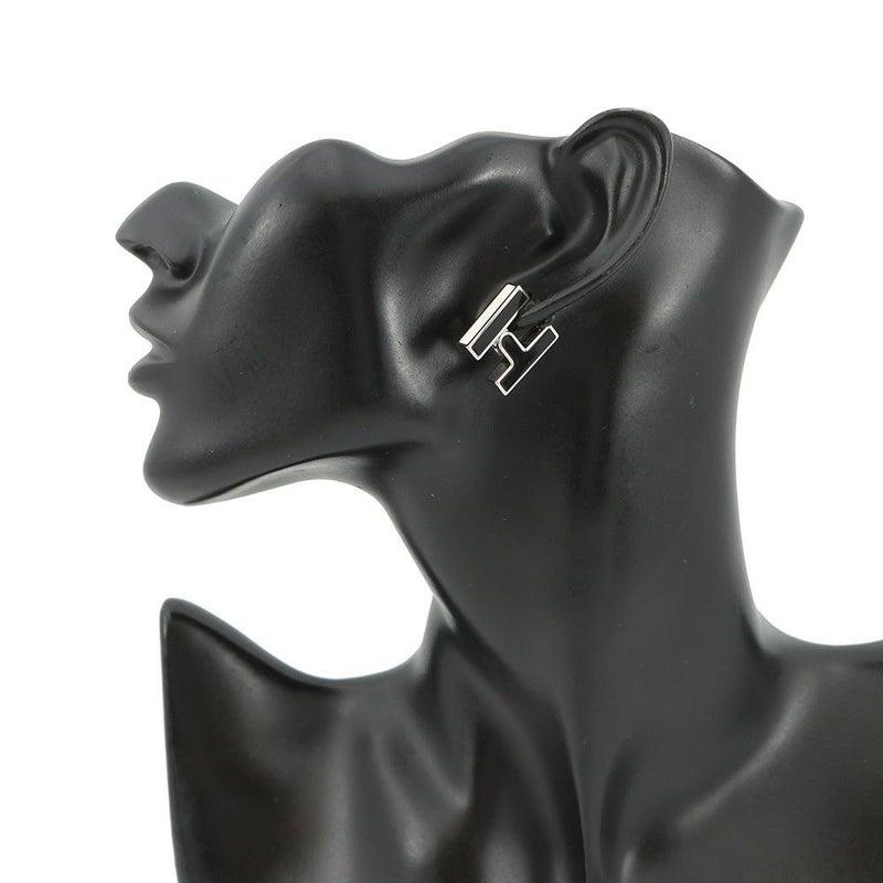エルメス ピアス シングル H ブラック/シルバー金具 HERMES アクセサリー 片耳 黒