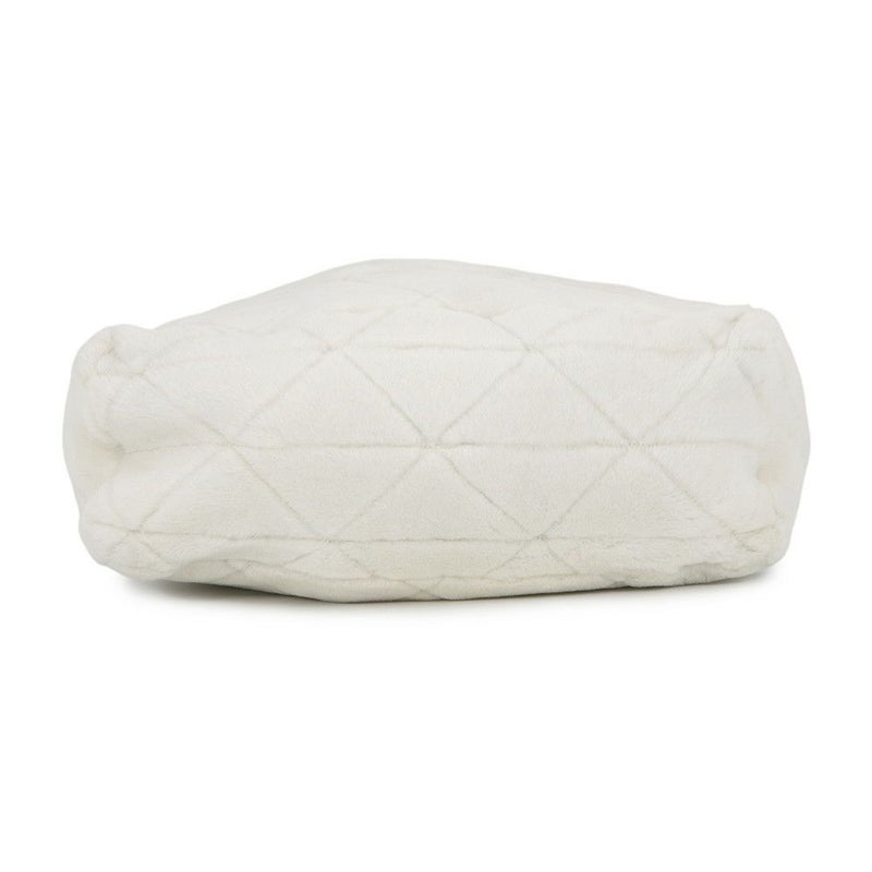 プラダ トートバッグ トライアングルロゴ ムートン 1BG130V PRADA ポーチ付き 白