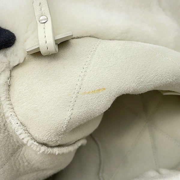 プラダ トートバッグ トライアングルロゴ ムートン 1BG130V PRADA ポーチ付き 白