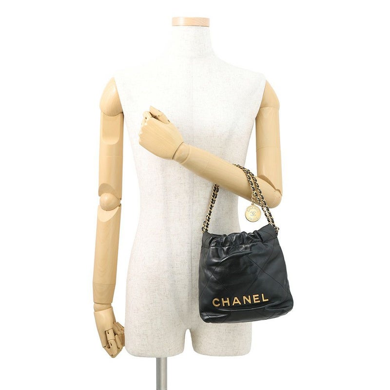 シャネル ハンドバッグ CHANEL 22 ミニ ココマーク シャイニーカーフレザー AS3980 CHANEL 2wayショルダー 黒