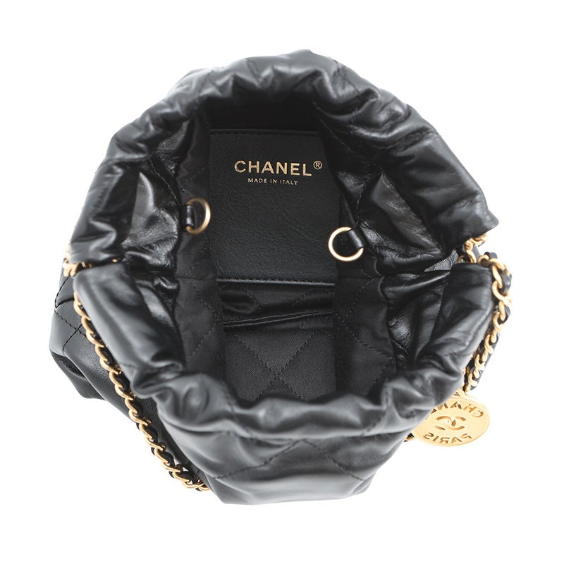 シャネル ハンドバッグ CHANEL 22 ミニ ココマーク シャイニーカーフレザー AS3980 CHANEL 2wayショルダー 黒