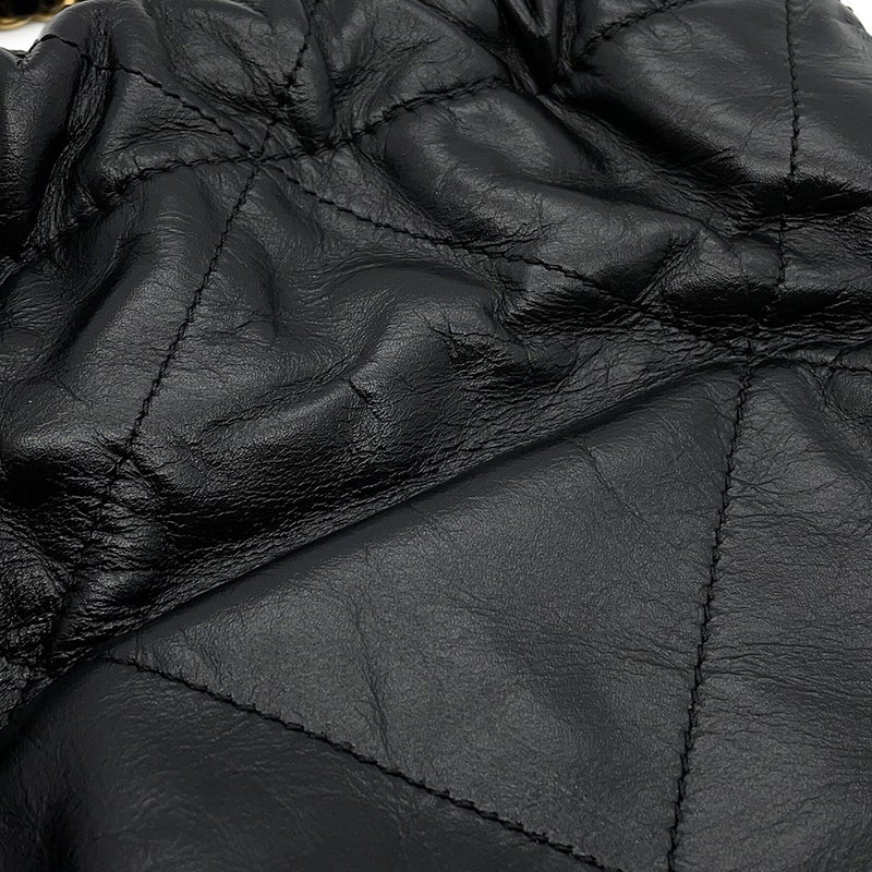 シャネル ハンドバッグ CHANEL 22 ミニ ココマーク シャイニーカーフレザー AS3980 CHANEL 2wayショルダー 黒