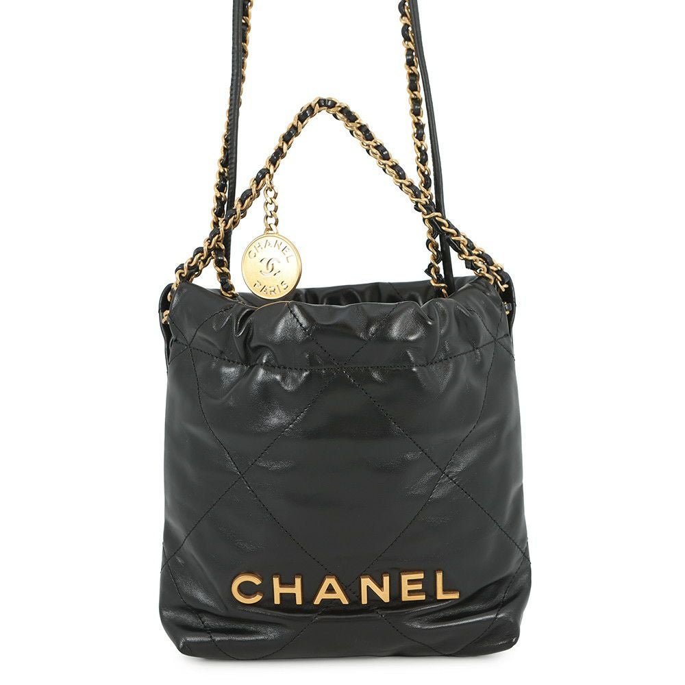 シャネル ハンドバッグ CHANEL 22 ミニ ココマーク シャイニーカーフレザー AS3980 CHANEL 2way 黒 シャネル ハンドバッグ CHANEL 22 ミニ ココマーク シャイニーカーフ