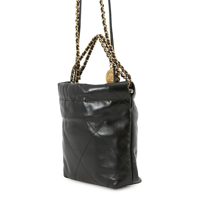 シャネル ハンドバッグ CHANEL 22 ミニ ココマーク シャイニーカーフレザー AS3980 CHANEL 2wayショルダーバッグ 黒