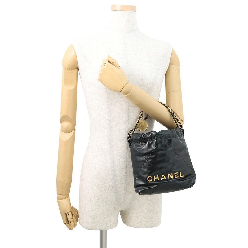 シャネル ハンドバッグ CHANEL 22 ミニ ココマーク シャイニーカーフレザー AS3980 CHANEL 2wayショルダーバッグ 黒