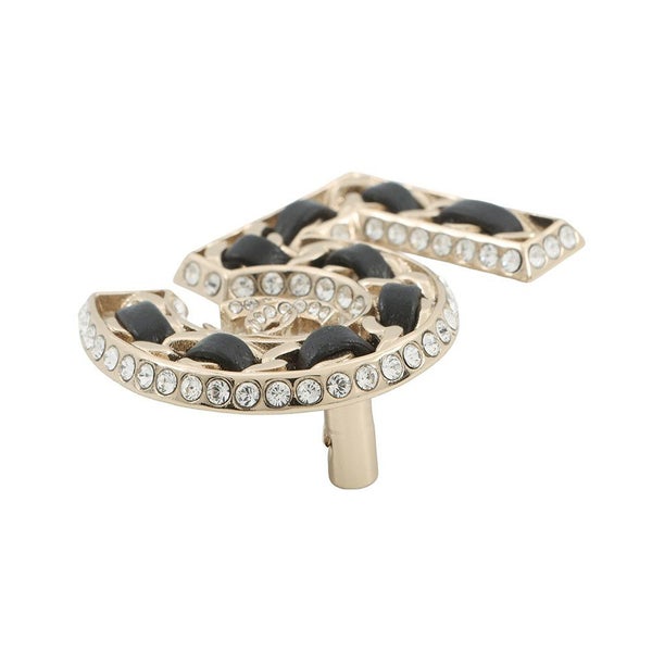 シャネル ブローチ NO.5 ココマーク ラインストーン レザー B23 P ABA170 CHANEL アクセサリー 黒