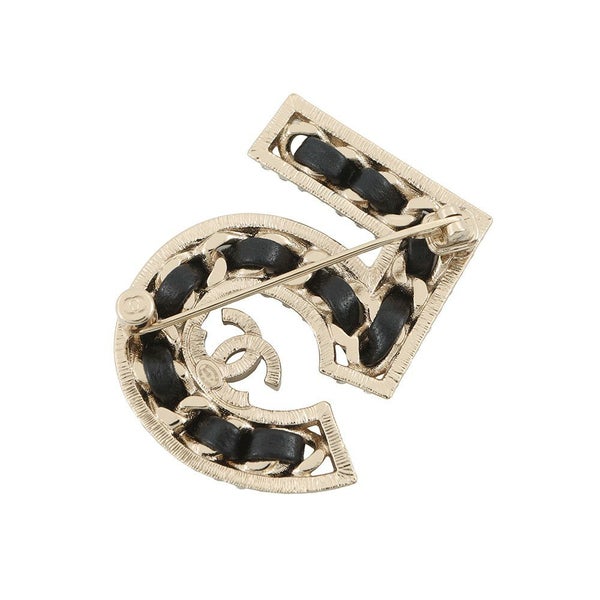 シャネル ブローチ NO.5 ココマーク ラインストーン レザー B23 P ABA170 CHANEL アクセサリー 黒