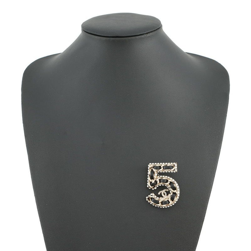 シャネル ブローチ NO.5 ココマーク ラインストーン レザー B23 P ABA170 CHANEL アクセサリー 黒