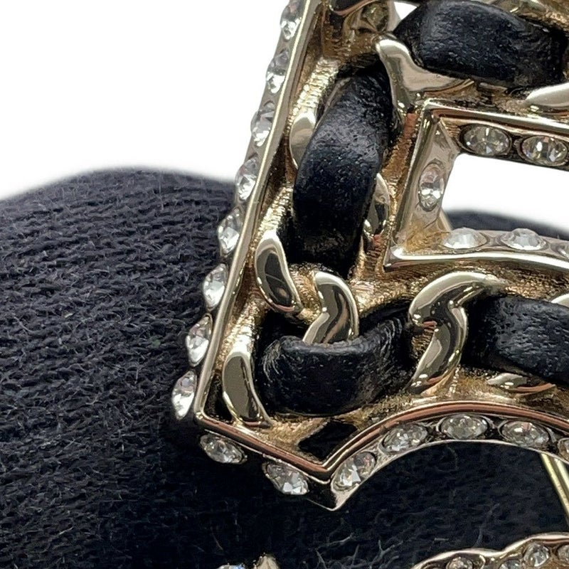 シャネル ブローチ NO.5 ココマーク ラインストーン レザー B23 P ABA170 CHANEL アクセサリー 黒