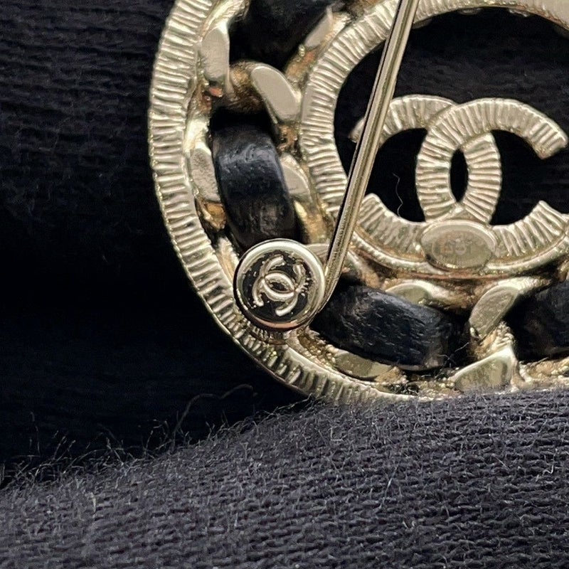 シャネル ブローチ NO.5 ココマーク ラインストーン レザー B23 P ABA170 CHANEL アクセサリー 黒