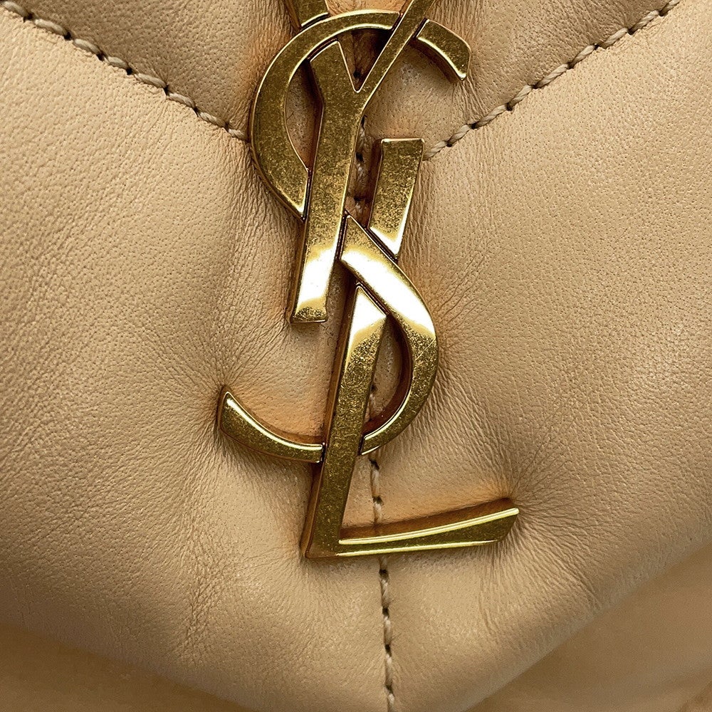 本物 サンローラン SAINT LAURENT ルル パファー チェーン ショルダーバッグ ポシェット レザー ベージュ 620333 バッグ 中古・ SAINT LAURENT - 本物 サンローラン SAINT LAURENT ルル パファー