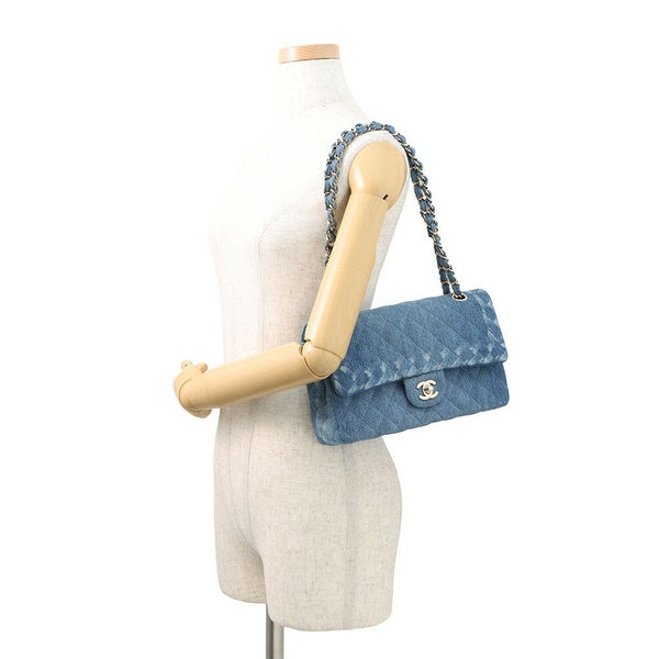 シャネル チェーンショルダーバッグ マトラッセ25 ココマーク ダブルチェーン デニム A01112 CHANEL