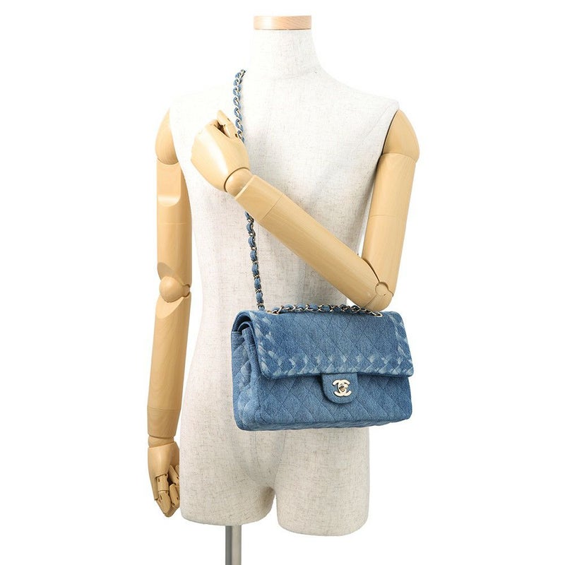 シャネル チェーンショルダーバッグ マトラッセ25 ココマーク ダブルチェーン デニム A01112 CHANEL