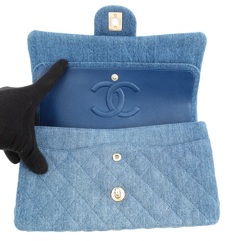 シャネル チェーンショルダーバッグ マトラッセ25 ココマーク ダブルチェーン デニム A01112 CHANEL