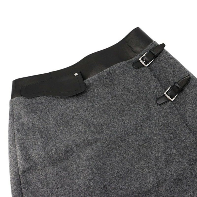 エルメス スカート バスク付き ウール レザー レディースサイズ36 HERMES ボトムス 黒