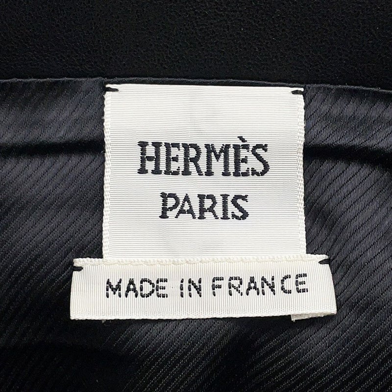 エルメス スカート バスク付き ウール レザー レディースサイズ36 HERMES ボトムス 黒