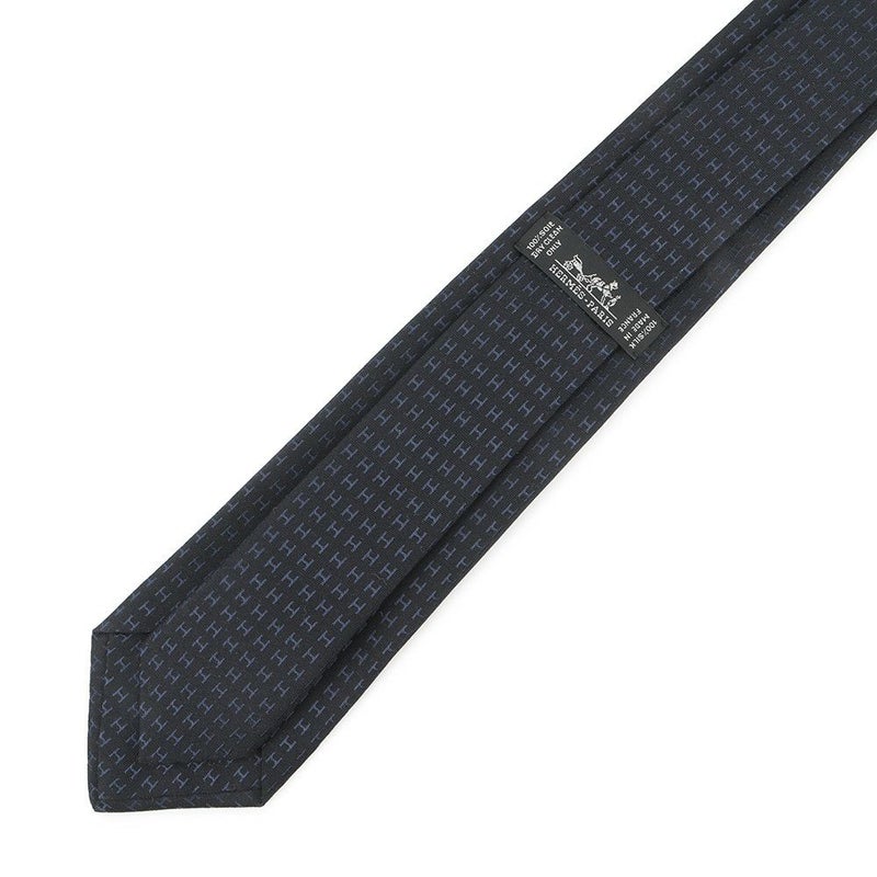 エルメス ネクタイ ファソネH  バイカラー シルク HERMES タイ メンズ 黒