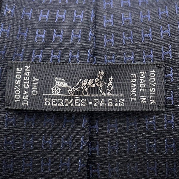 エルメス ネクタイ ファソネH  バイカラー シルク HERMES タイ メンズ 黒