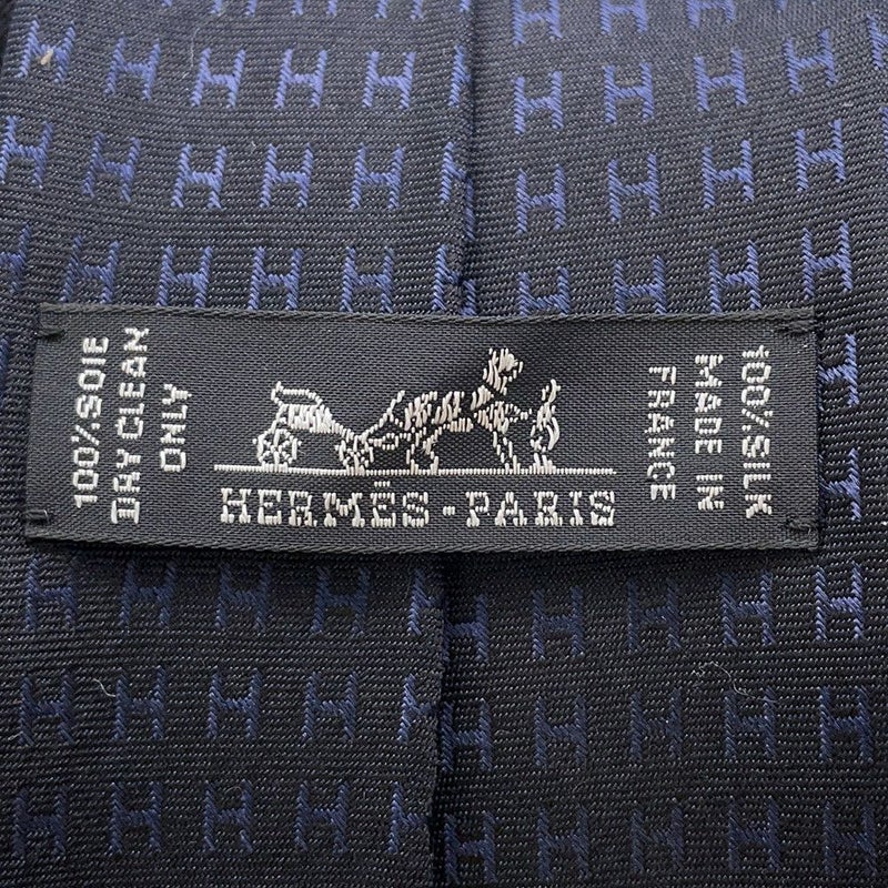 エルメス ネクタイ ファソネH  バイカラー シルク HERMES タイ メンズ 黒