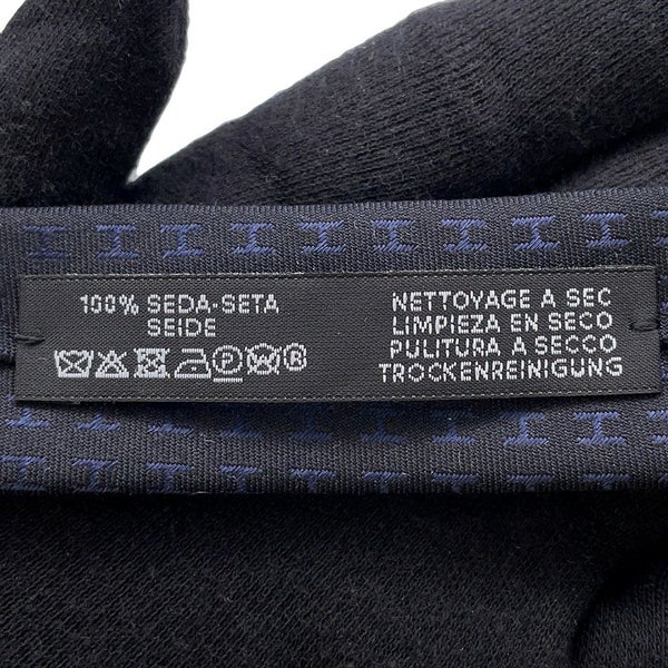 エルメス ネクタイ ファソネH  バイカラー シルク HERMES タイ メンズ 黒
