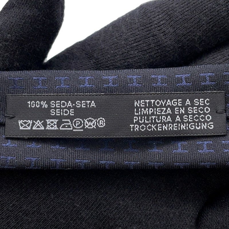 エルメス ネクタイ ファソネH  バイカラー シルク HERMES タイ メンズ 黒