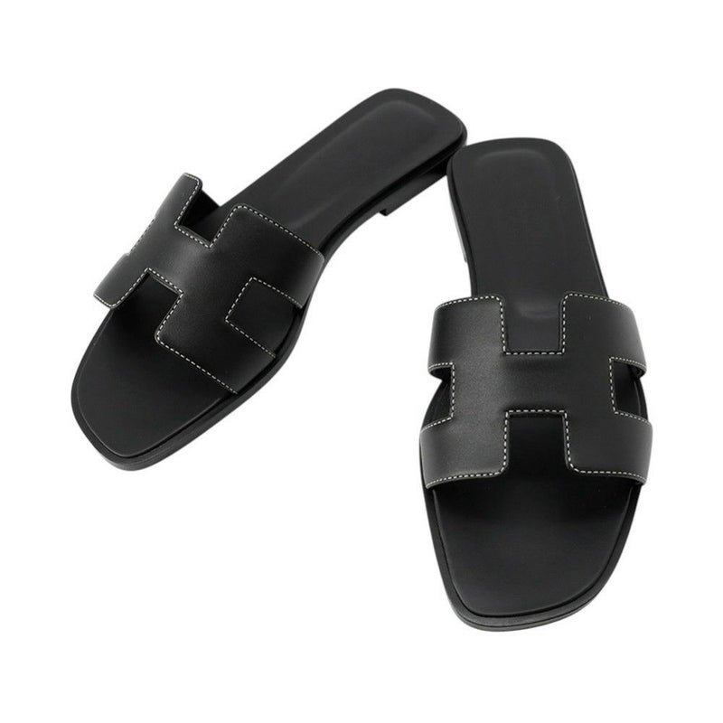 エルメス サンダル オラン レザー レディースサイズ36 HERMES 靴 黒