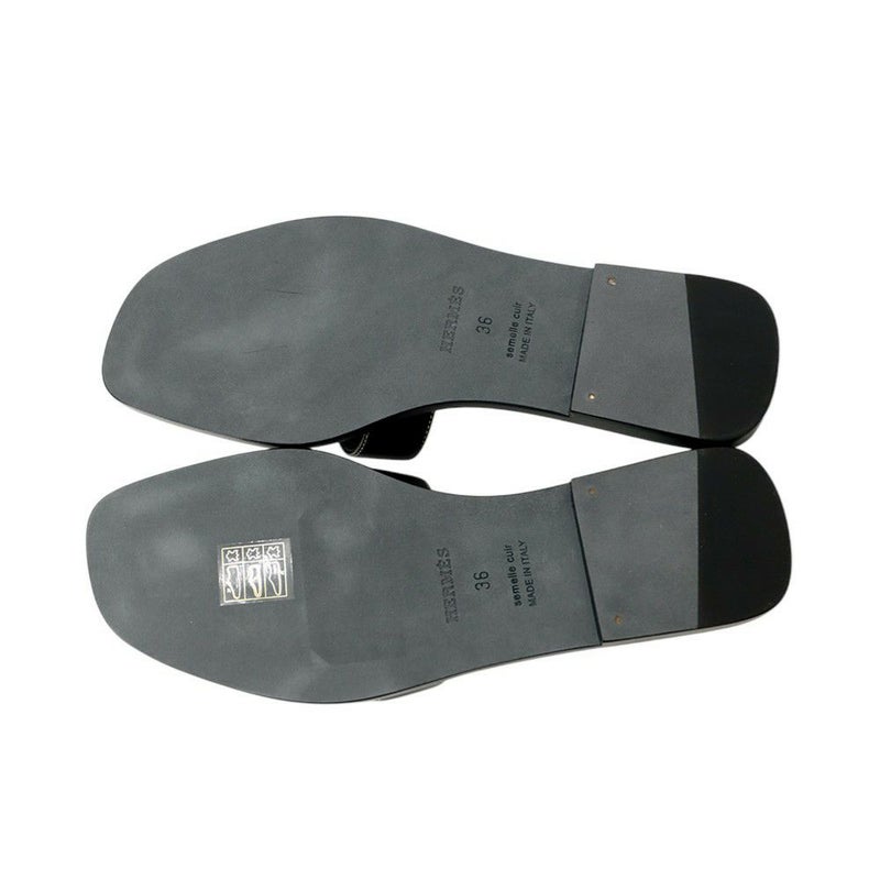 エルメス サンダル オラン レザー レディースサイズ36 HERMES 靴 黒