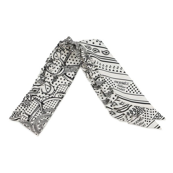 エルメス スカーフ ツイリー フリル エプロン・ドール・バンダナ シルク HERMES 2024年春夏 黒 白