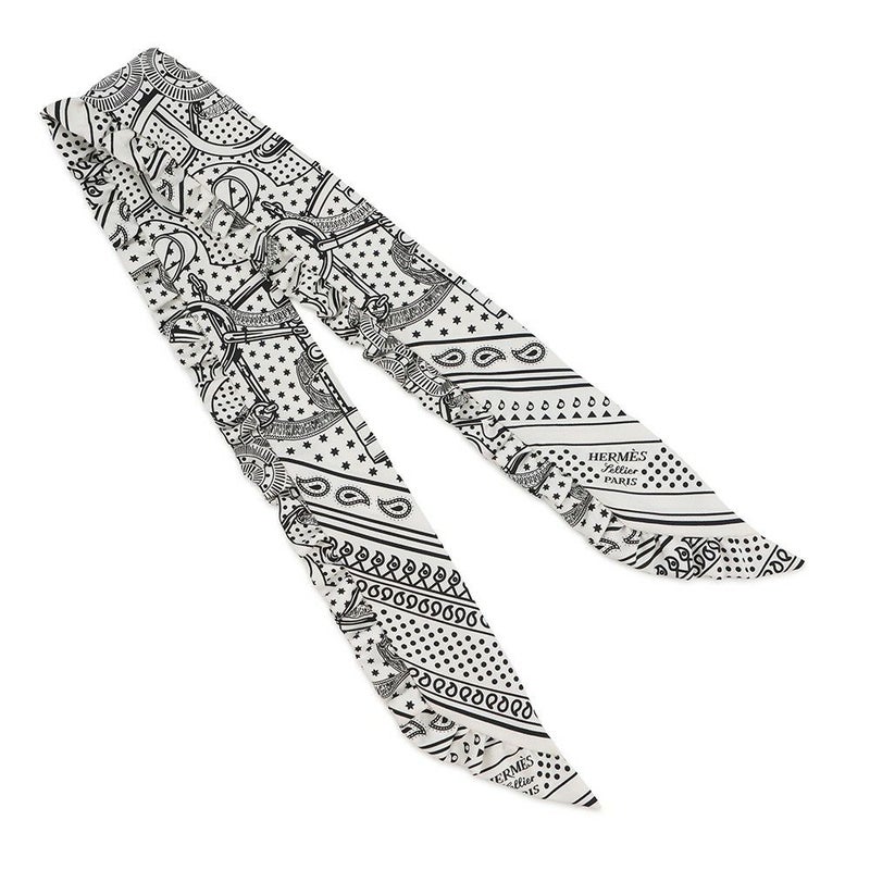 エルメス スカーフ ツイリー フリル エプロン・ドール・バンダナ シルク HERMES 2024年春夏 黒 白