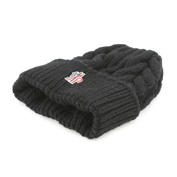 モンクレール ニット帽 ロゴ グルノーブル ウール MONCLER 帽子 黒