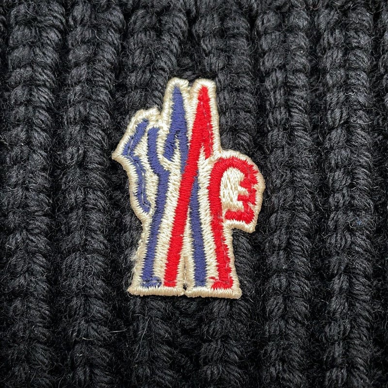 モンクレール ニット帽 ロゴ グルノーブル ウール MONCLER 帽子 黒
