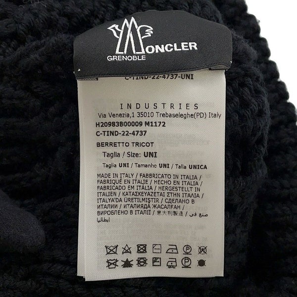 モンクレール ニット帽 ロゴ グルノーブル ウール MONCLER 帽子 黒