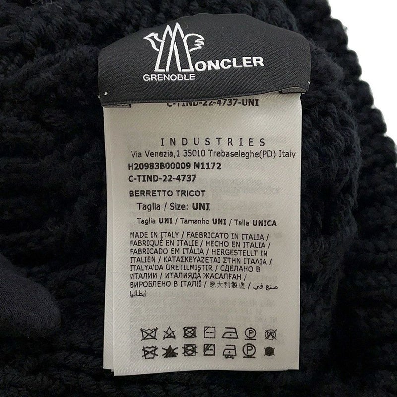 モンクレール ニット帽 ロゴ グルノーブル ウール MONCLER 帽子 黒