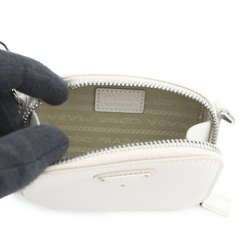 プラダ ポーチ ミニ トライアングルロゴ サフィアーノ 2TT105 PRADA ポシェット 白
