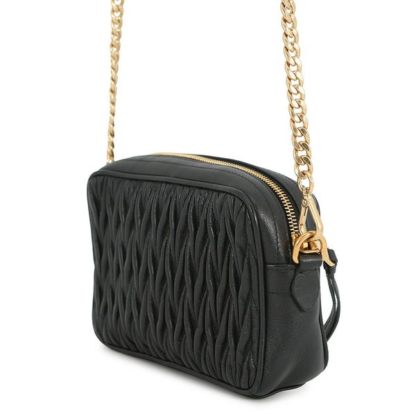 ミュウミュウ チェーンショルダーバッグ マテラッセ ビジュー レザー 5BH118 MIUMIU 黒