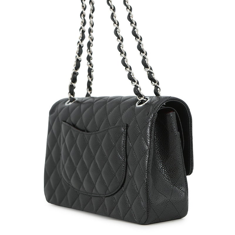 シャネル チェーンショルダーバッグ マトラッセ25 ココマーク ダブルチェーン キャビアスキン A01112 CHANEL 黒