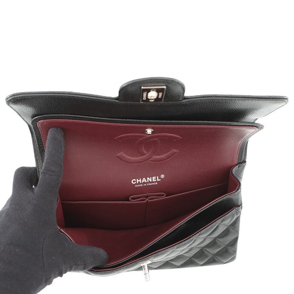 シャネル チェーンショルダーバッグ マトラッセ25 ココマーク ダブルチェーン キャビアスキン A01112 CHANEL 黒