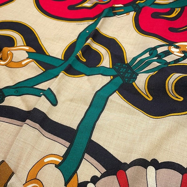 エルメス ストール カレ140 カレ・ジェアン ハーネスのバラ窓 Harnais en Rosace カシミヤ シルク HERMES 2022秋冬