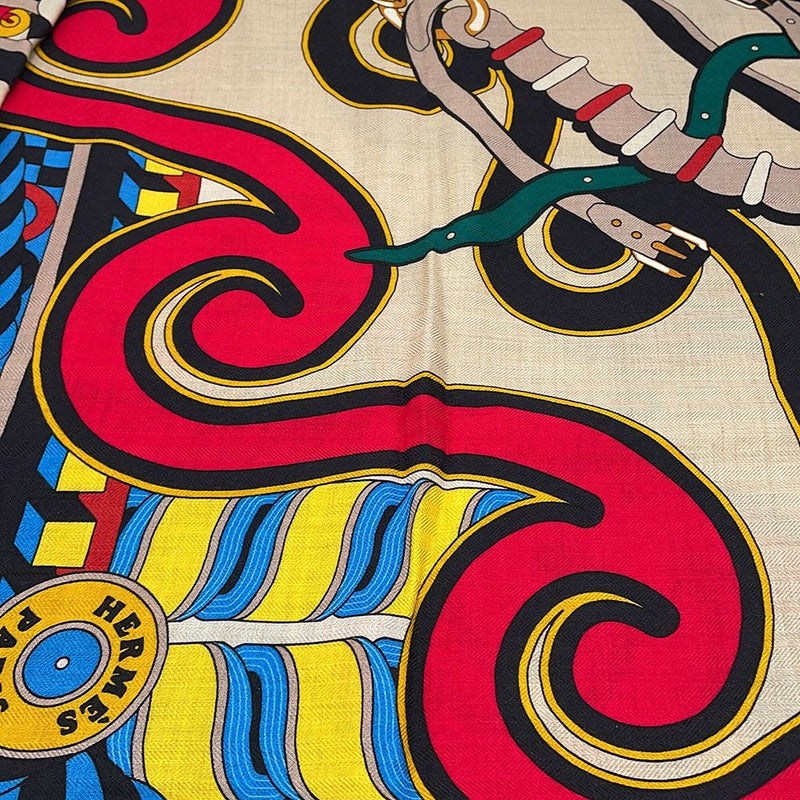 エルメス ストール カレ140 カレ・ジェアン ハーネスのバラ窓 Harnais en Rosace カシミヤ シルク HERMES 2022秋冬